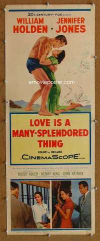 f729 LOVE IS A MANY-SPLENDORED THING insert movie poster '55 Holden