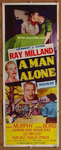 f733 MAN ALONE insert movie poster '55 Ray Milland, Mary Murphy