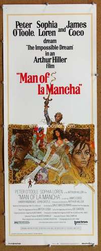 f738 MAN OF LA MANCHA insert movie poster '72 Peter O'Toole, Loren