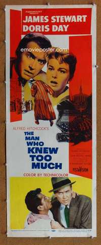f741 MAN WHO KNEW TOO MUCH insert movie poster '56 Stewart,Hitchcock