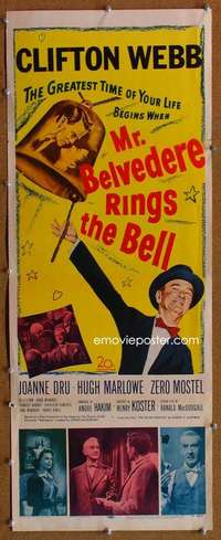 f756 MR BELVEDERE RINGS THE BELL insert movie poster '51 Clifton Webb