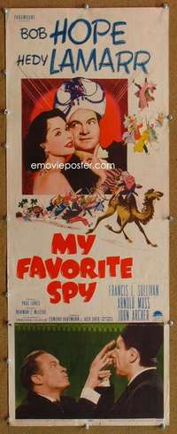 f762 MY FAVORITE SPY insert movie poster '51 Bob Hope, Hedy Lamarr