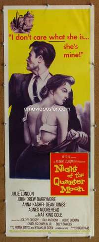f771 NIGHT OF THE QUARTER MOON insert movie poster '59 Julie London