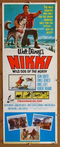 f772 NIKKI insert movie poster '61 Walt Disney, Curwood, dog movie!