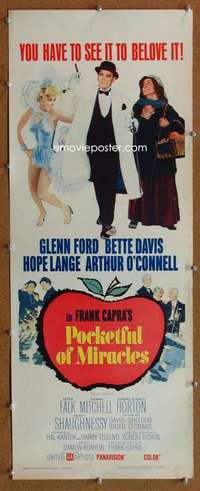f805 POCKETFUL OF MIRACLES insert movie poster '62 Frank Capra, Ford