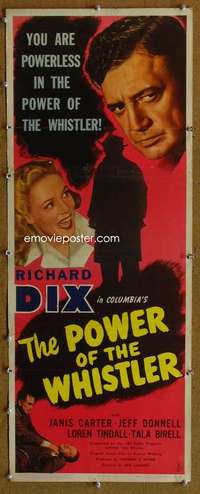f811 POWER OF THE WHISTLER insert movie poster '45 Richard Dix, Carter