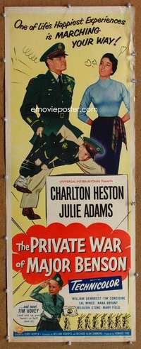f817 PRIVATE WAR OF MAJOR BENSON insert movie poster '55 Heston