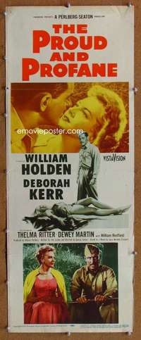 f819 PROUD & PROFANE insert movie poster '56 William Holden, Kerr