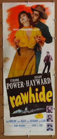 f829 RAWHIDE insert movie poster R56 Tyrone Power, Susan Hayward