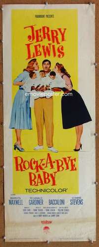 f840 ROCK-A-BYE BABY insert movie poster '58 Jerry Lewis w/triplets!