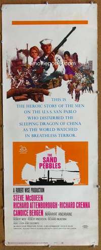 f849 SAND PEBBLES insert movie poster '67 Steve McQueen, Attenborough