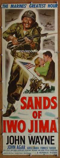 f850 SANDS OF IWO JIMA insert movie poster '50 John Wayne, WWII!