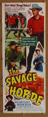 f853 SAVAGE HORDE insert movie poster '50 Wild Bill Elliot, Noah Beery
