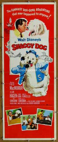 f865 SHAGGY DOG insert movie poster '59 Walt Disney, Fred MacMurray