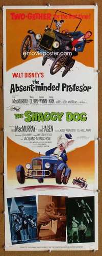 f551 ABSENT-MINDED PROFESSOR/SHAGGY DOG insert movie poster '59 Disney, Fred MacMurray