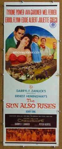 f901 SUN ALSO RISES insert movie poster '57 Errol Flynn, Ava Gardner