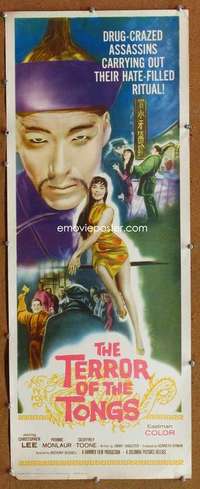 f913 TERROR OF THE TONGS insert movie poster '61 Chris Lee, opium!