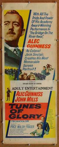 f933 TUNES OF GLORY insert movie poster '60 John Mills, Alec Guinness