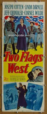 f934 TWO FLAGS WEST insert movie poster '50 Cotton, Linda Darnell