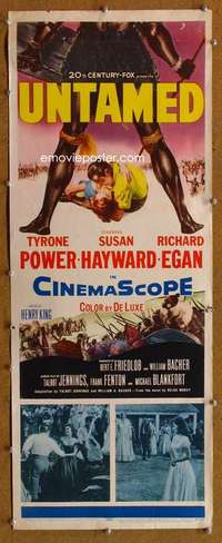 f937 UNTAMED insert movie poster '55 Tyrone Power, Susan Hayward