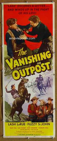 f940 VANISHING OUTPOST signed insert movie poster '51 Lash LaRue