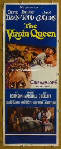 f943 VIRGIN QUEEN insert movie poster '55 Bette Davis, Richard Todd