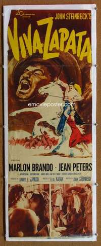 f008 VIVA ZAPATA insert movie poster '52 Marlon Brando, Jean Peters