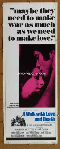 f946 WALK WITH LOVE & DEATH insert movie poster '69 John, Anjelica Huston