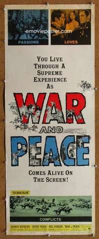 f947 WAR & PEACE insert movie poster R63 Audrey Hepburn, Fonda