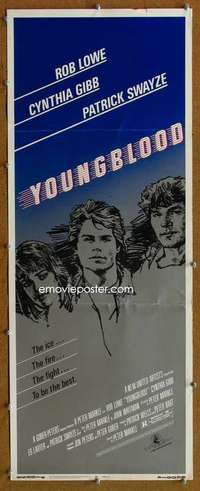 f960 YOUNGBLOOD insert movie poster '86 Rob Lowe, Keanu, hockey!