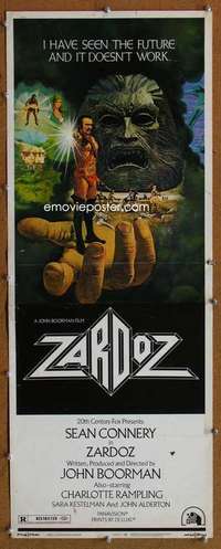 f962 ZARDOZ insert movie poster '74 Connery, John Boorman fantasy!