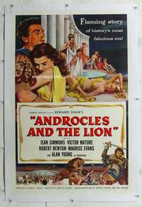 g270 ANDROCLES & THE LION linen one-sheet movie poster '52 Jean Simmons