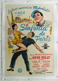 g037 AMERICAN IN PARIS linen Argentinean movie poster '51 Kelly