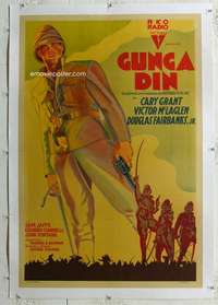g046 GUNGA DIN linen Argentinean movie poster '39 Grant, Fairbanks