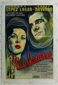 g053 MARIHUANA linen Argentinean movie poster '50 devil's tobacco!