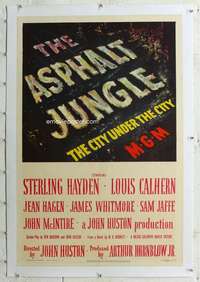 g272 ASPHALT JUNGLE linen one-sheet movie poster '50 John Huston, Hayden