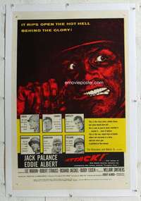 g274 ATTACK linen one-sheet movie poster '56 Jack Palance. Robert Aldrich