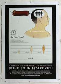 g280 BEING JOHN MALKOVICH linen one-sheet movie poster '99 John Cusack, Diaz