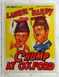 g024 CHUMP AT OXFORD linen Indian movie poster R60s Laurel & Hardy