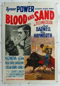 g286 BLOOD & SAND linen style A one-sheet movie poster '41 Power, Hayworth