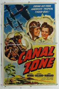 g297 CANAL ZONE linen one-sheet movie poster '42 Chester Morris, John Hubbard
