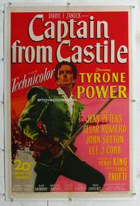 g298 CAPTAIN FROM CASTILE linen one-sheet movie poster '47 Tyrone Power
