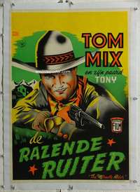 g022 MIRACLE RIDER linen Dutch movie poster '35 Tom Mix serial!