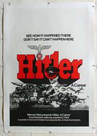 g360 HITLER A CAREER linen English one-sheet movie poster '77 WWII biography!
