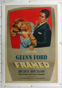 g343 FRAMED linen one-sheet movie poster '47 Glenn Ford, Janis Carter