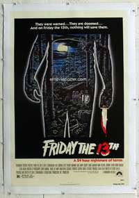 g344 FRIDAY THE 13th linen one-sheet movie poster '80 horror classic!