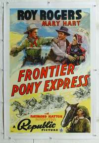 g346 FRONTIER PONY EXPRESS linen one-sheet movie poster '39 Roy Rogers