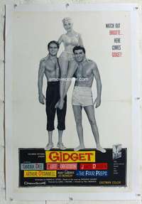 g349 GIDGET linen one-sheet movie poster '59 Sandra Dee, James Darren
