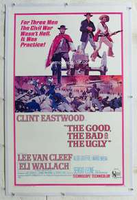 g353 GOOD, THE BAD & THE UGLY linen one-sheet movie poster '68 Clint Eastwood