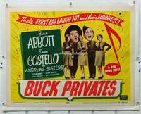 g236 BUCK PRIVATES linen half-sheet movie poster R53 Abbott & Costello